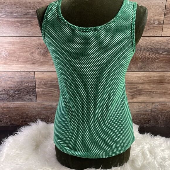 Self Esteem Ladies Polka Dot Green Tank Top Size L, Green with small white dots - Picture 5 of 6